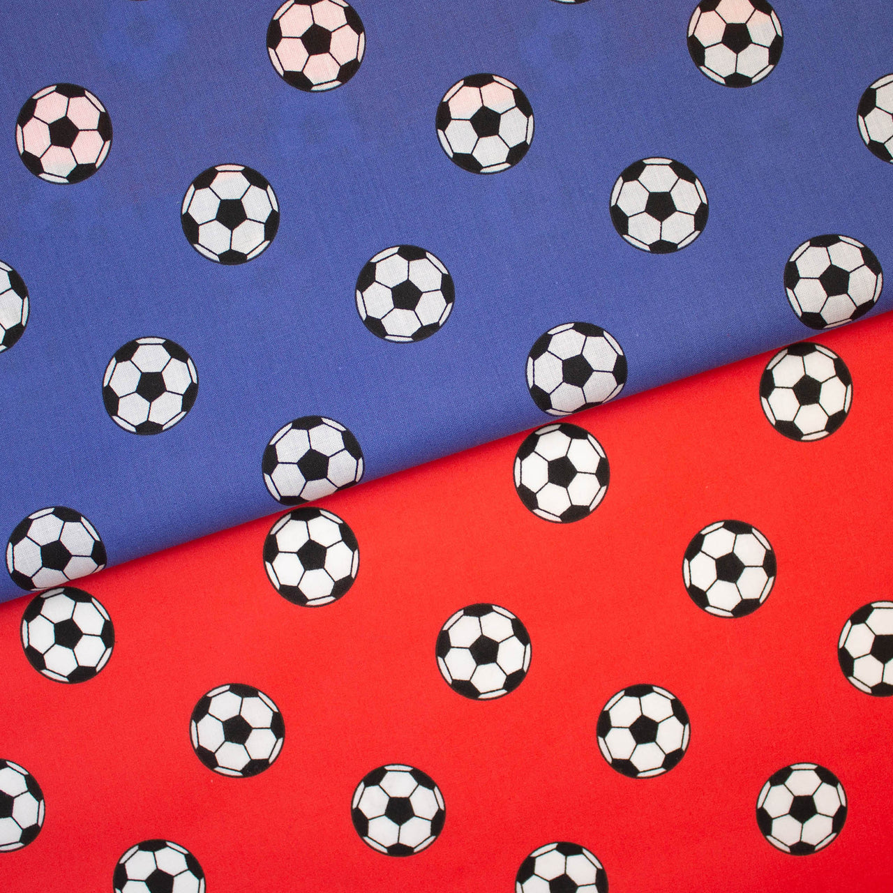 Football Footballs Soccer balls Printed Poly Cotton Fabric Red and or Blue