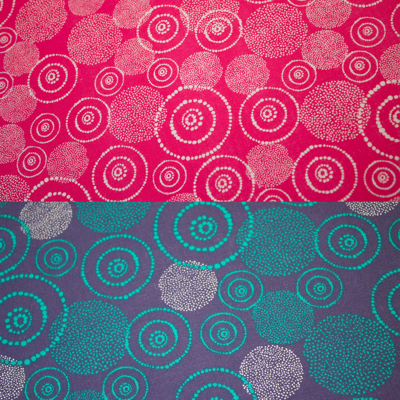 Geometric Circle Design on Printed Cotton Fabric - Available in Pink and Purple