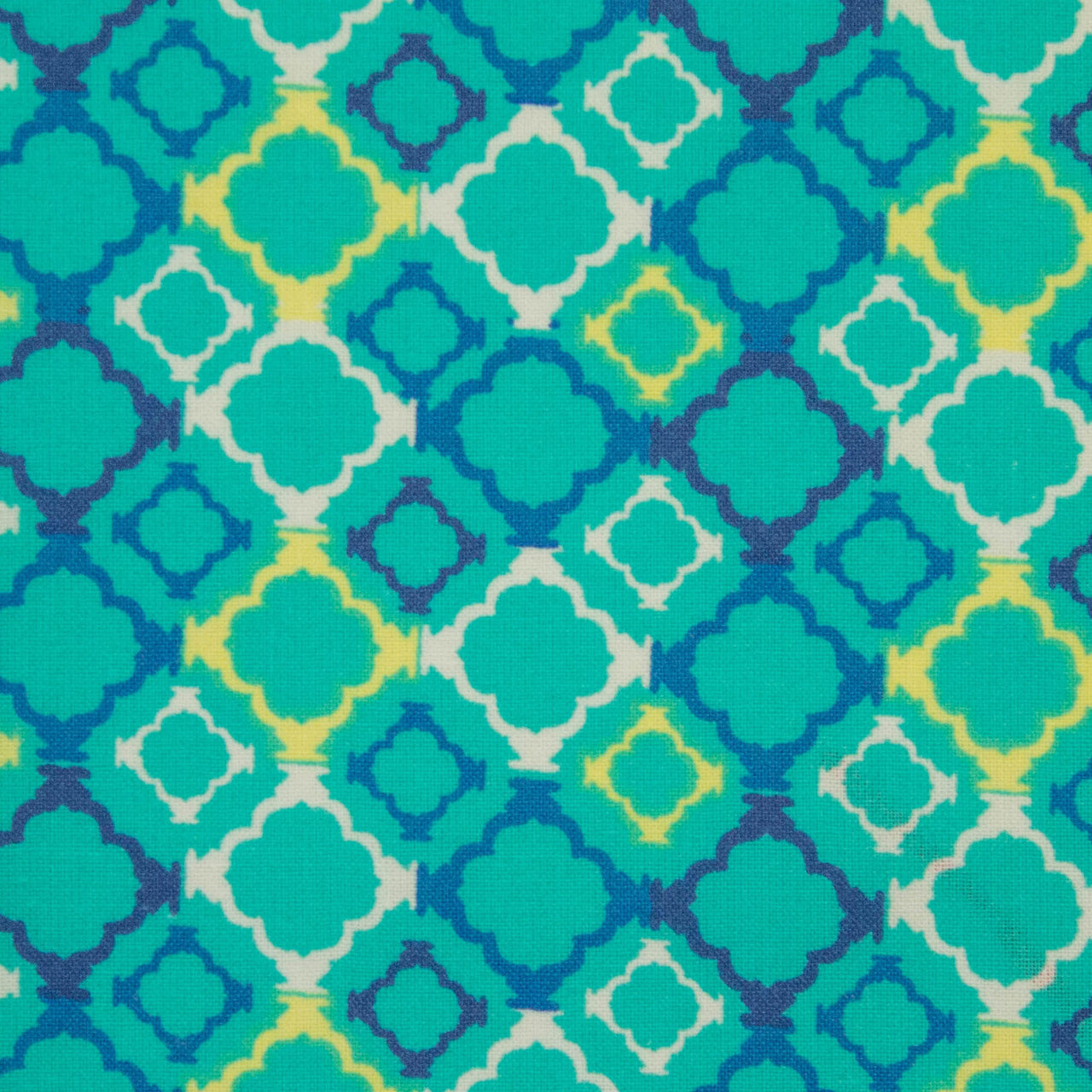 Green Geometric Printed Cotton Fabric - Square, Diamond, Harlequin Design