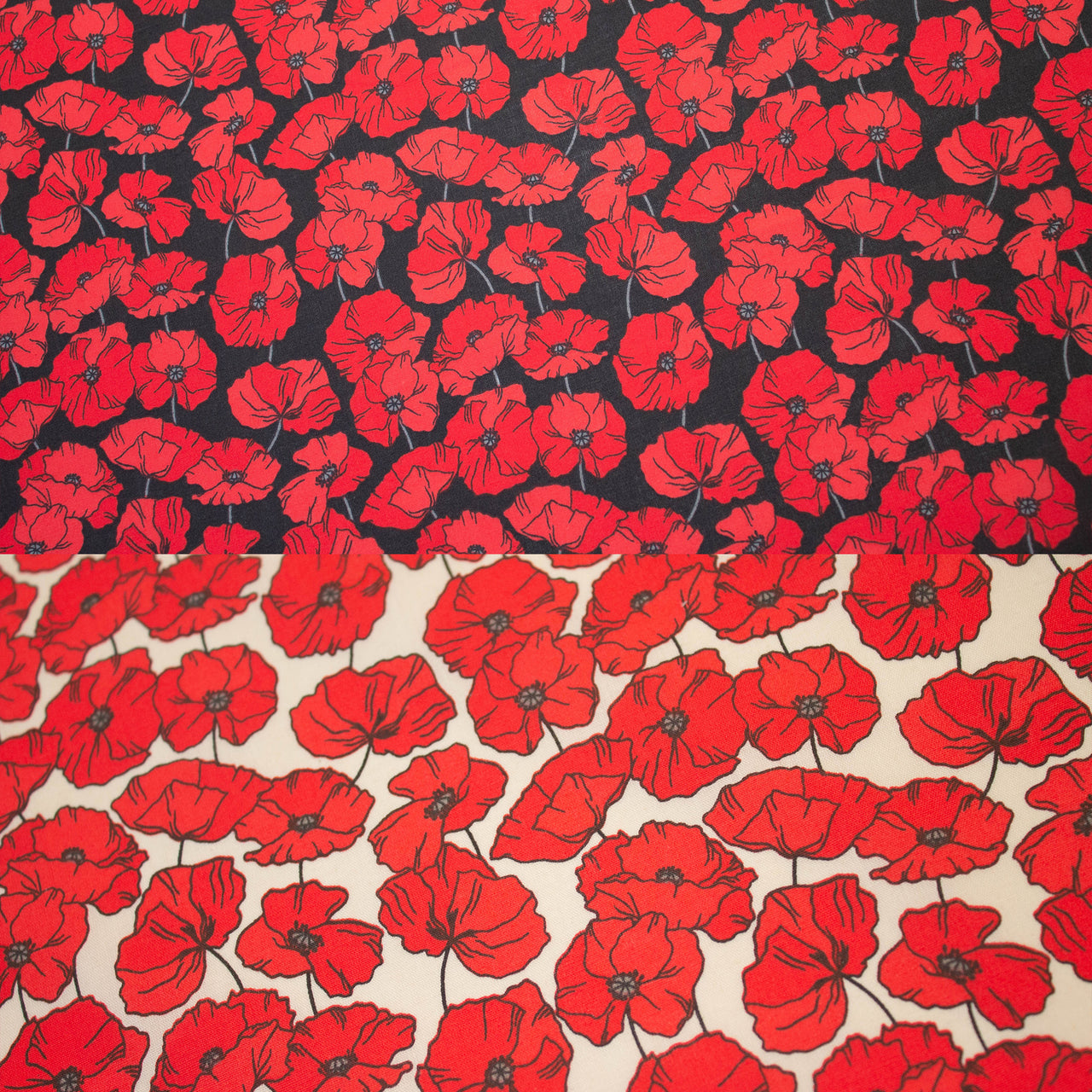 Poppy Poppies Flower for Remembrance Sunday - Printed Poly Cotton Fabric
