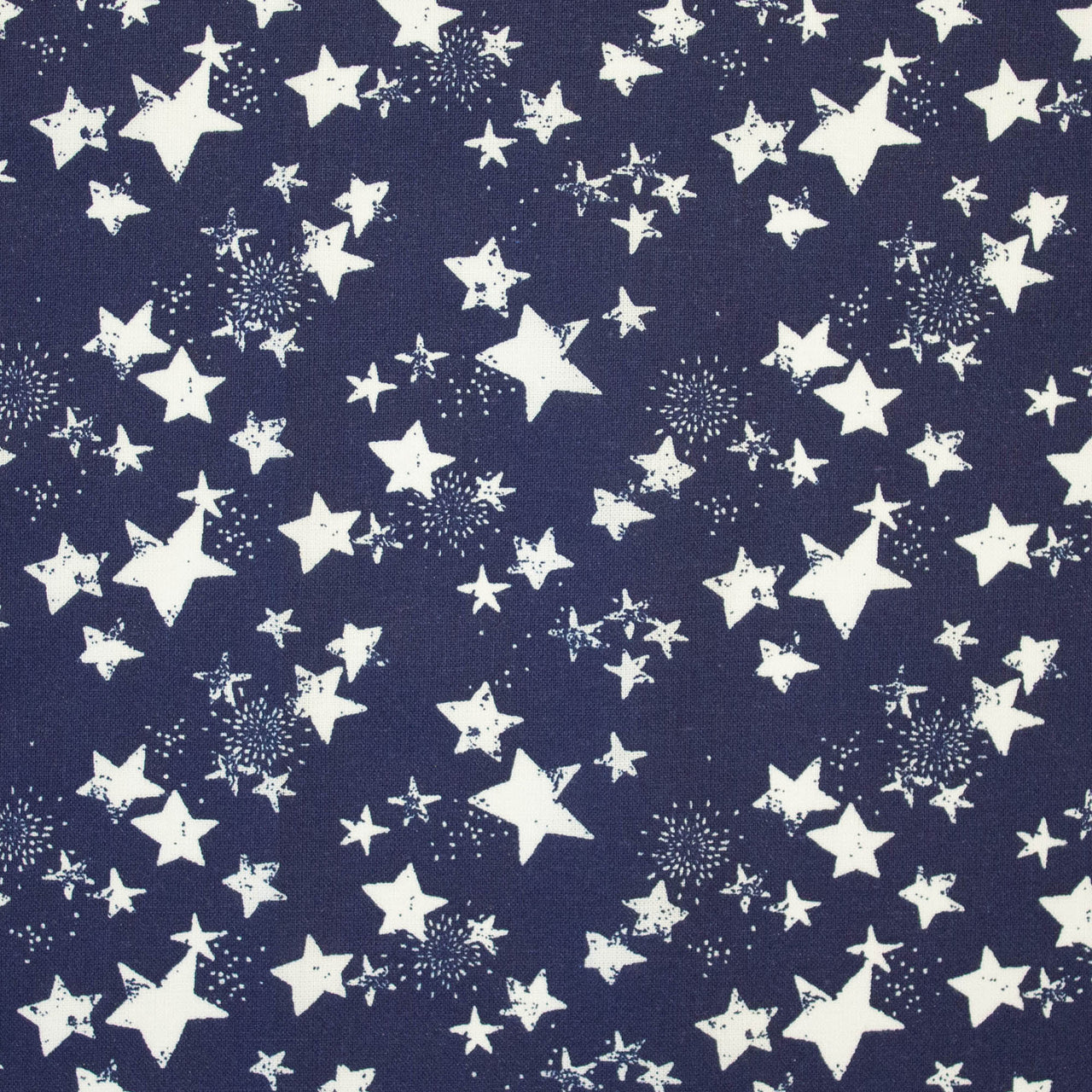 Stars at Night - White Stars on Navy Cotton Fabric Printed Cotton Fabric