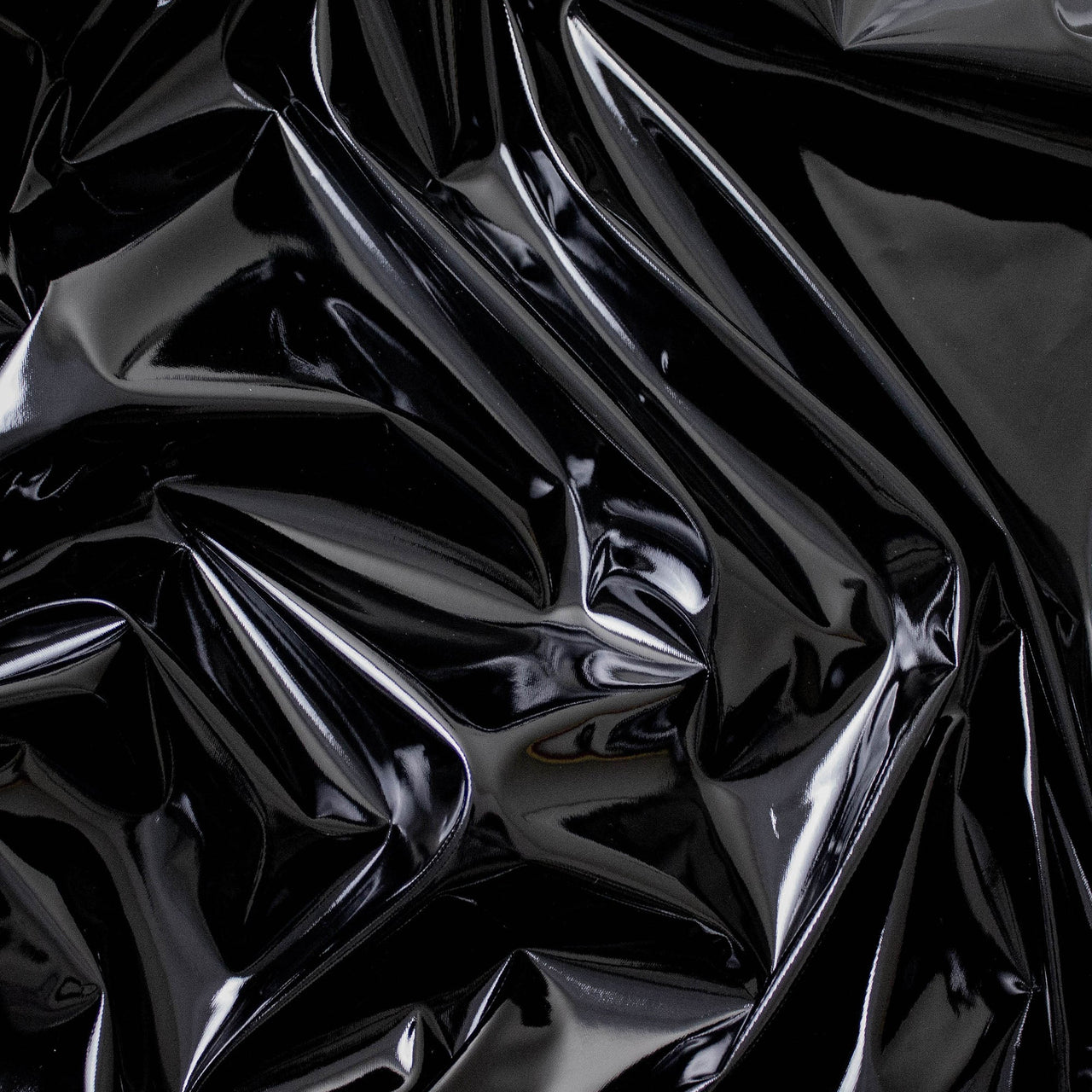 Black PVC Shiny Stretch Fabric - 1 Way Natural Stretch - PU Coated