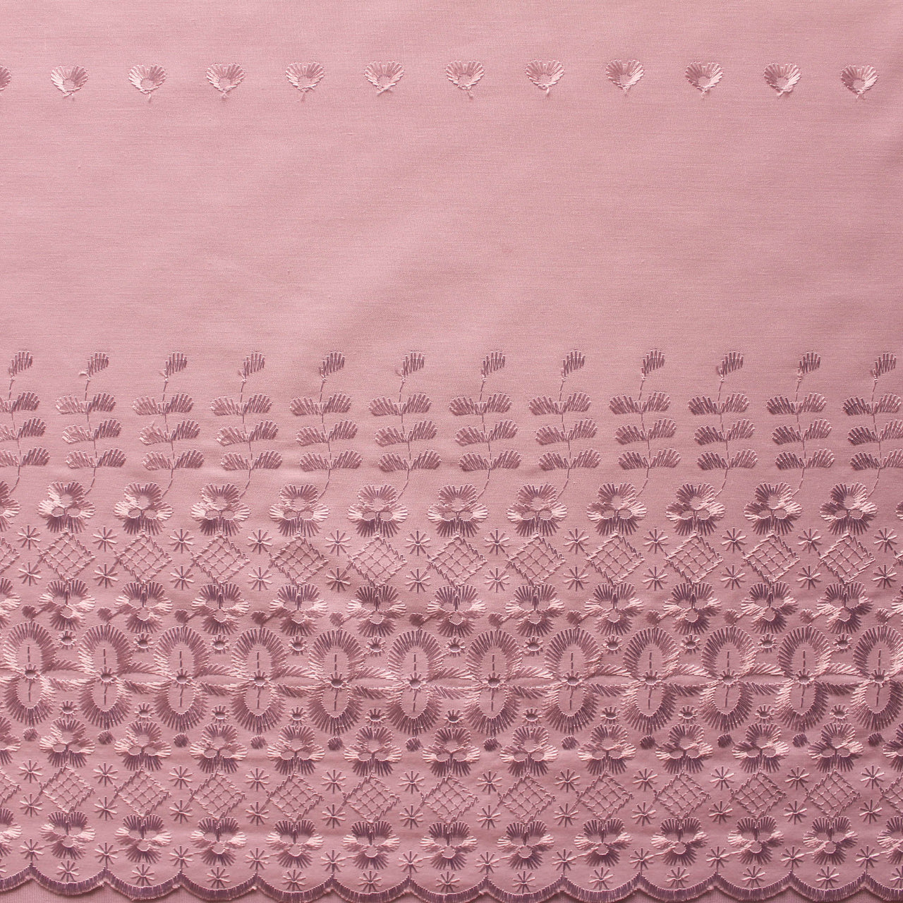 Baby Pink - Double Border Scalloped Edge Poly Cotton Fabric