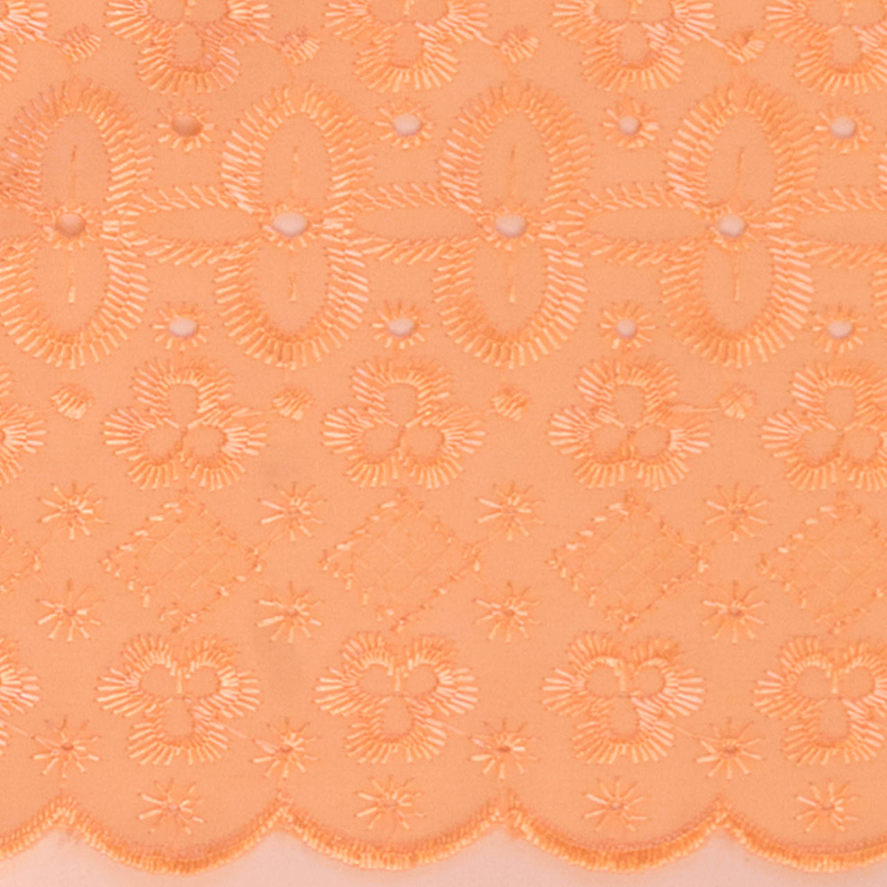 Peach - Double Border Scalloped Edge Poly Cotton Fabric