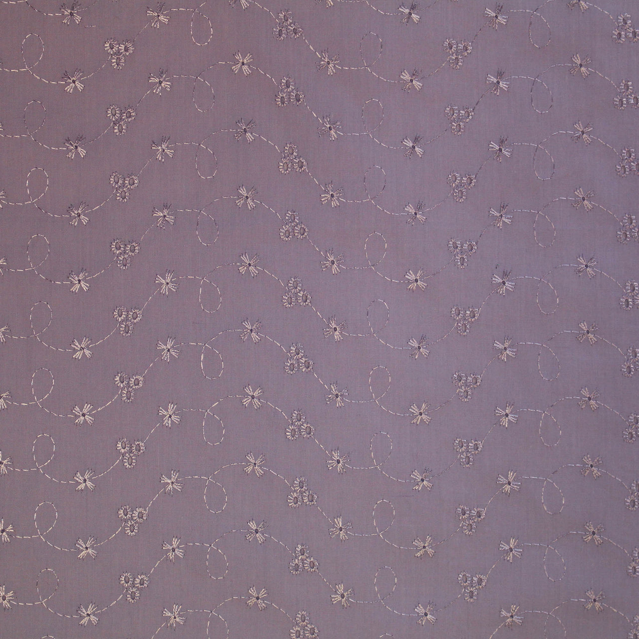 Lilac - Broderie Anglaise - 3 Hole Embroidered Poly Cotton Fabric