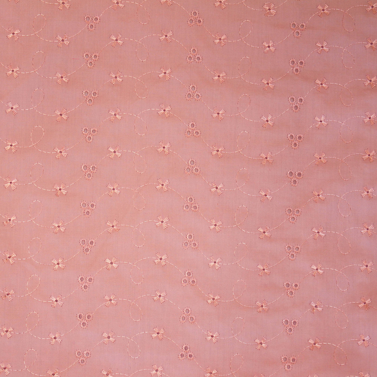 Baby Pink - Broderie Anglaise - 3 Hole Embroidered Poly Cotton Fabric