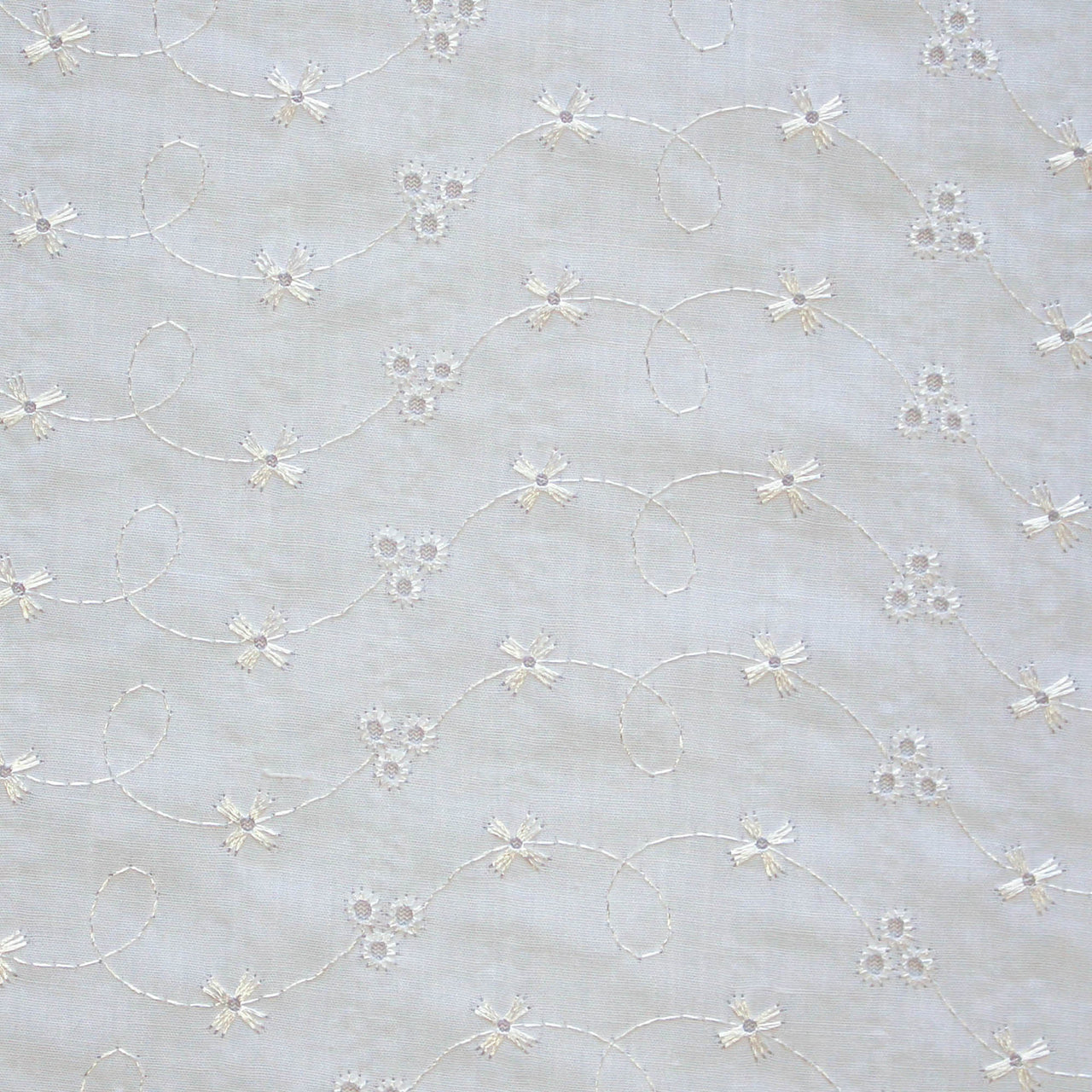 White - Broderie Anglaise - 3 Hole Embroidered Poly Cotton Fabric