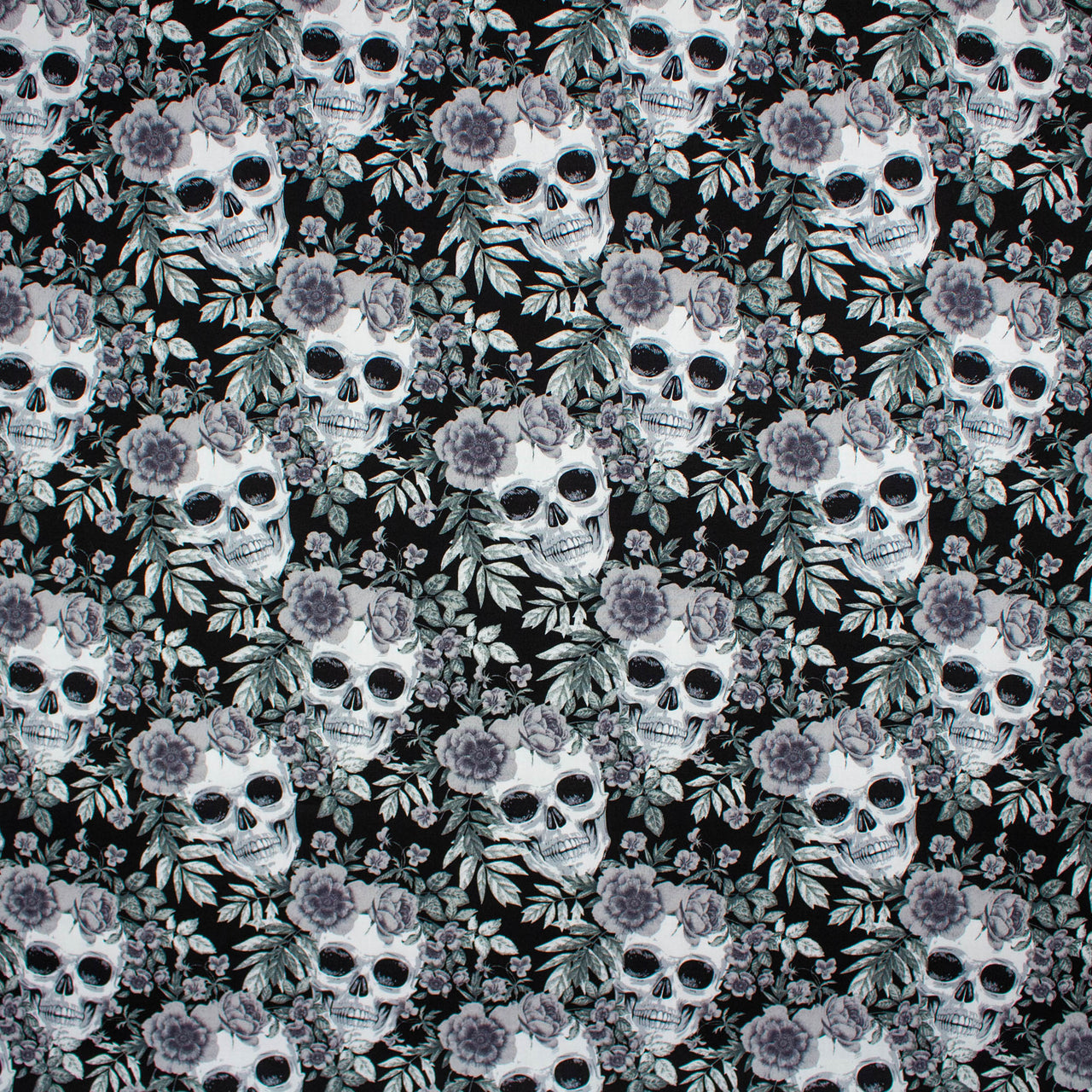 Bonehead Skulls & Roses Cotton fabric - Rose & Hubble Design