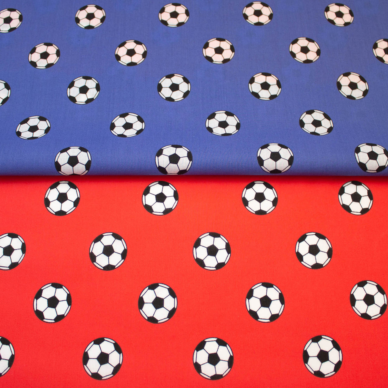 Football Footballs Soccer balls Printed Poly Cotton Fabric Red and or Blue