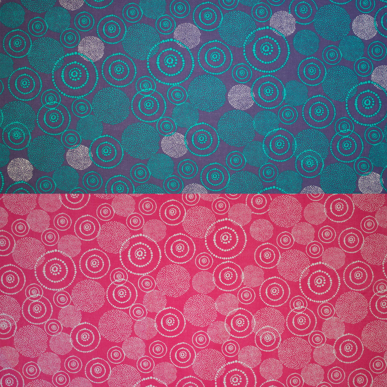 Geometric Circle Design on Printed Cotton Fabric - Available in Pink and Purple