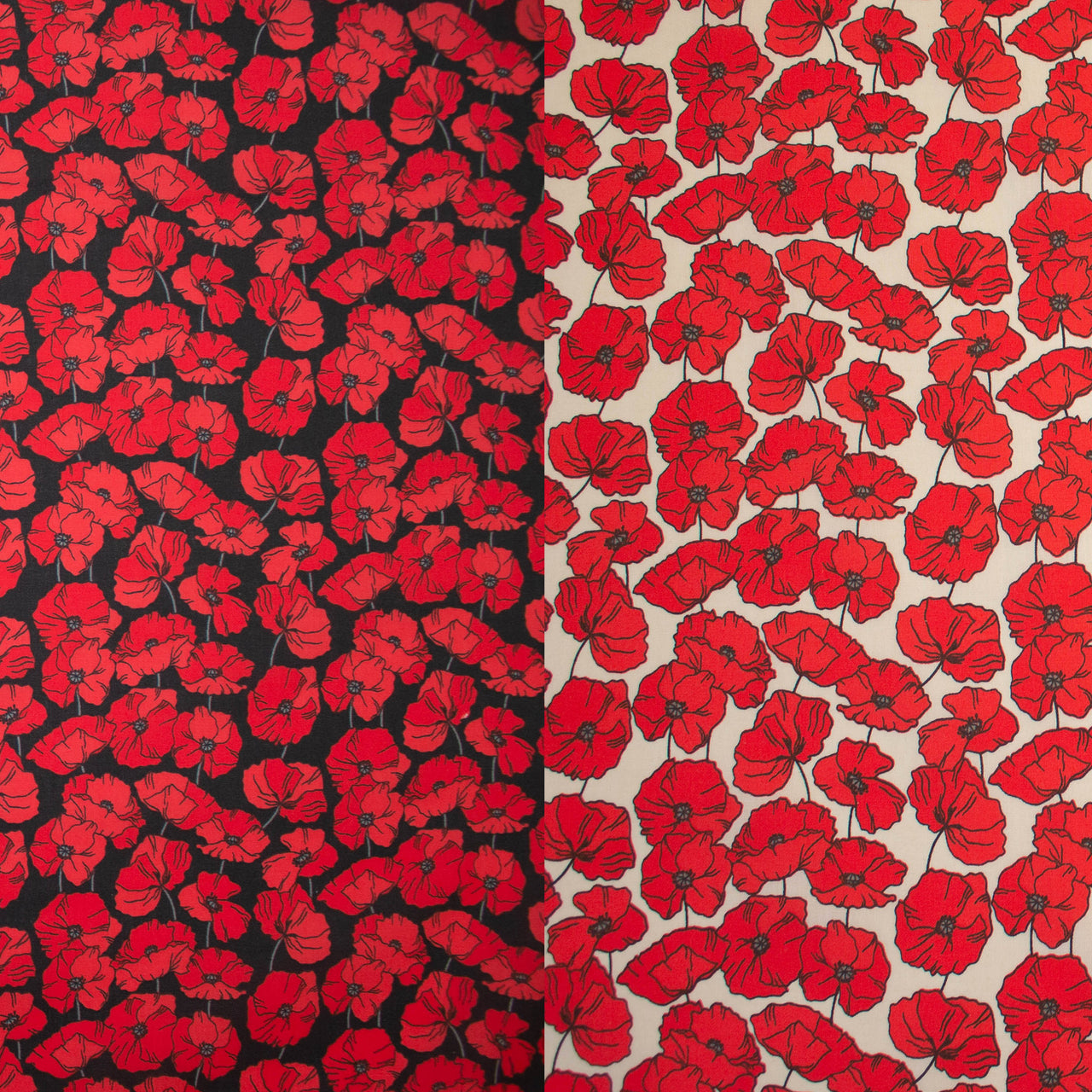 Poppy Poppies Flower for Remembrance Sunday - Printed Poly Cotton Fabric