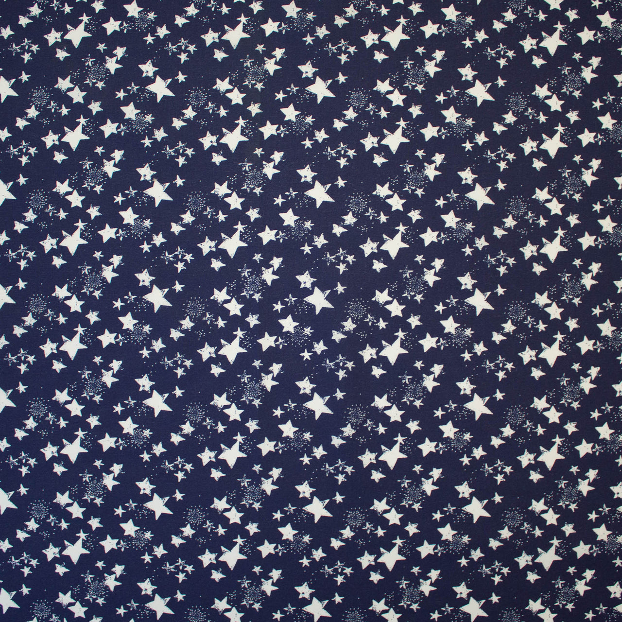 Stars at Night - White Stars on Navy Cotton Fabric Printed Cotton Fabric