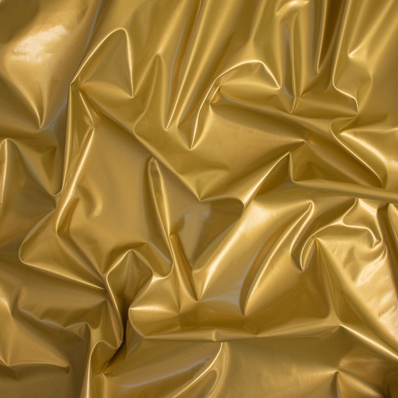 Gold glänzender PVC-Stretchstoff – 1-Wege-Naturstretch – PU-beschichtet