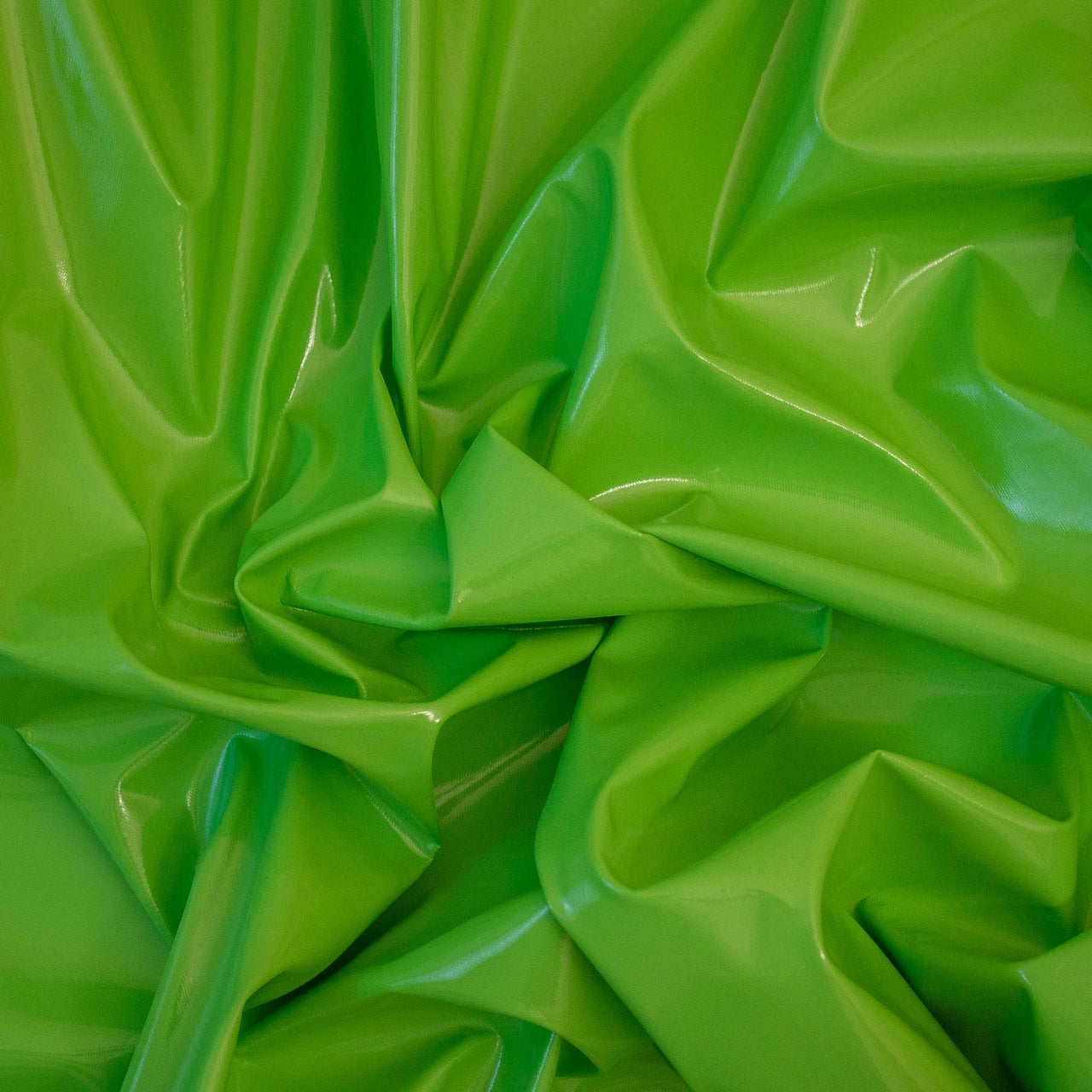 Limettengrüner, glänzender PVC-Stretchstoff – 1-Wege-Naturstretch – PU-beschichtet