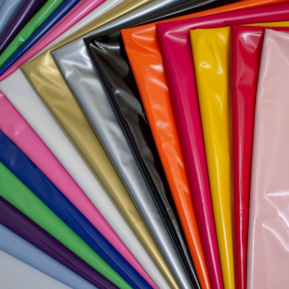 Black PVC Shiny Stretch Fabric - 1 Way Natural Stretch - PU Coated