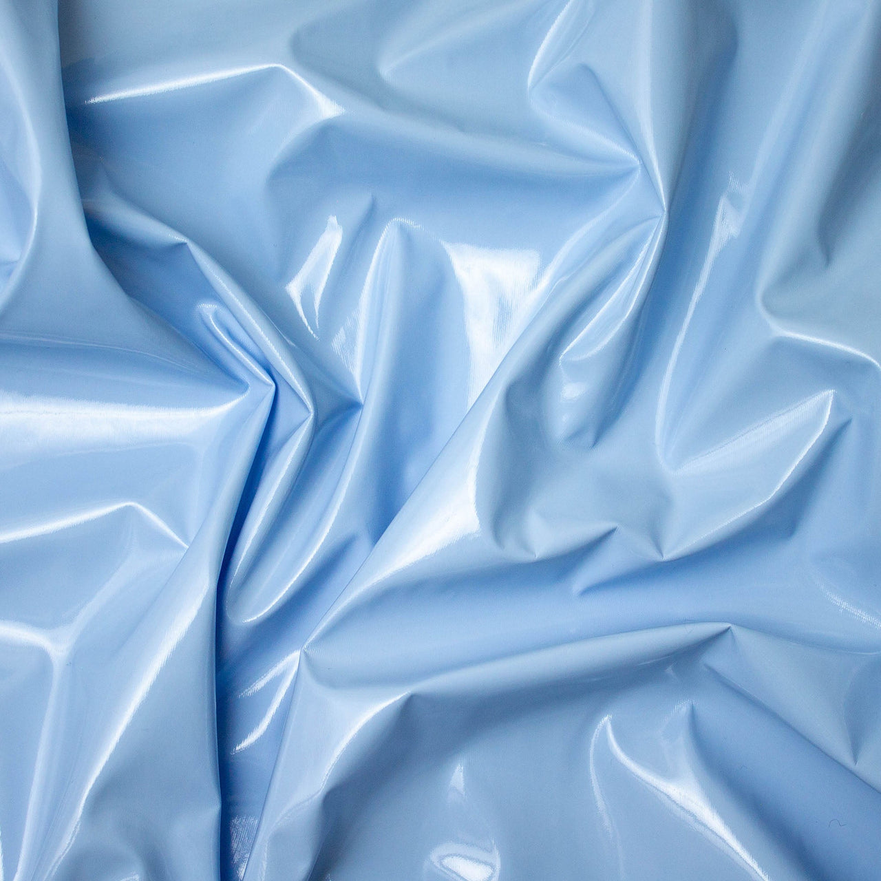 Tissu Stretch Brillant PVC Bleu Pâle - Étirement Naturel 1 Sens - Enduit PU