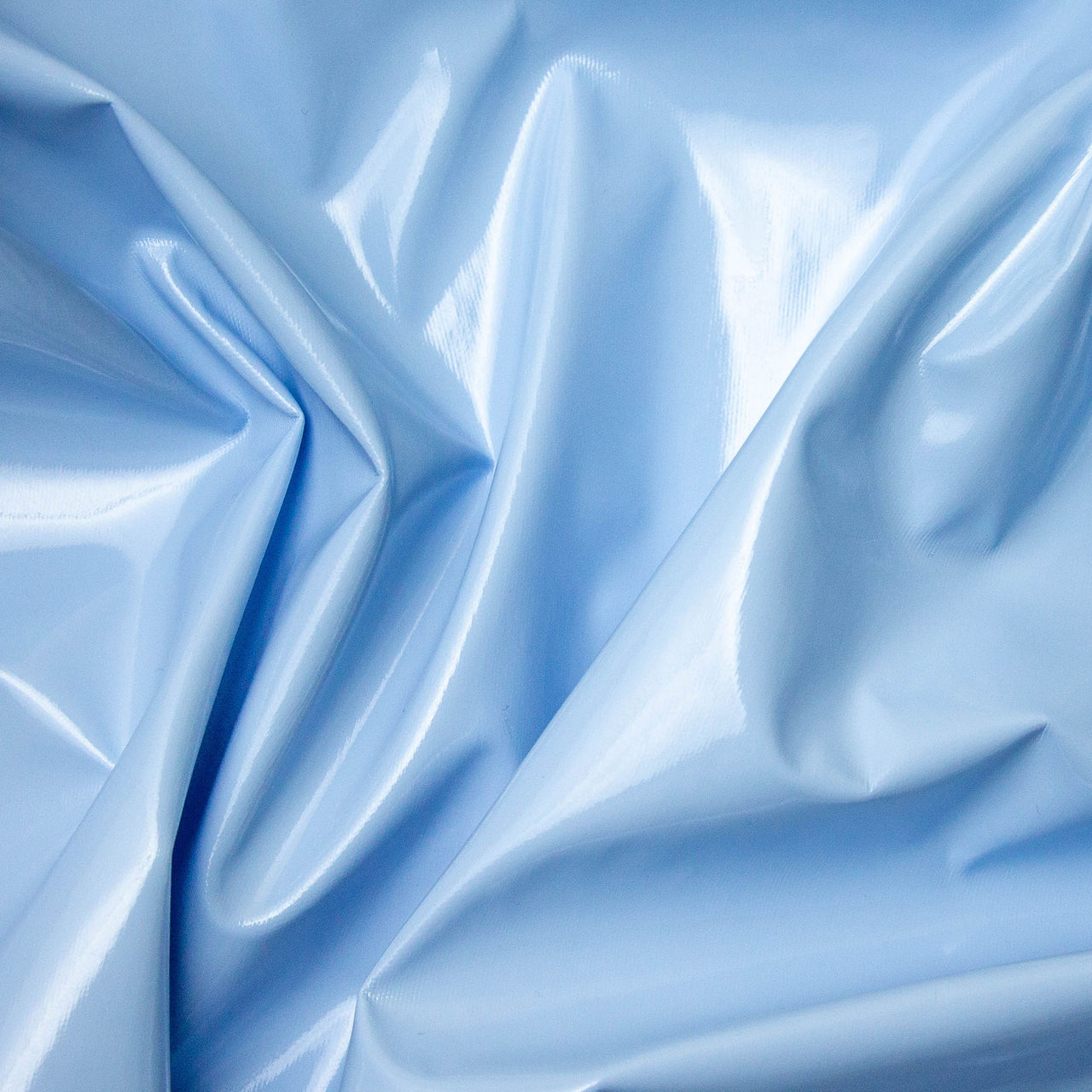 Blassblauer glänzender PVC-Stretchstoff – 1-Wege-Naturstretch – PU-beschichtet