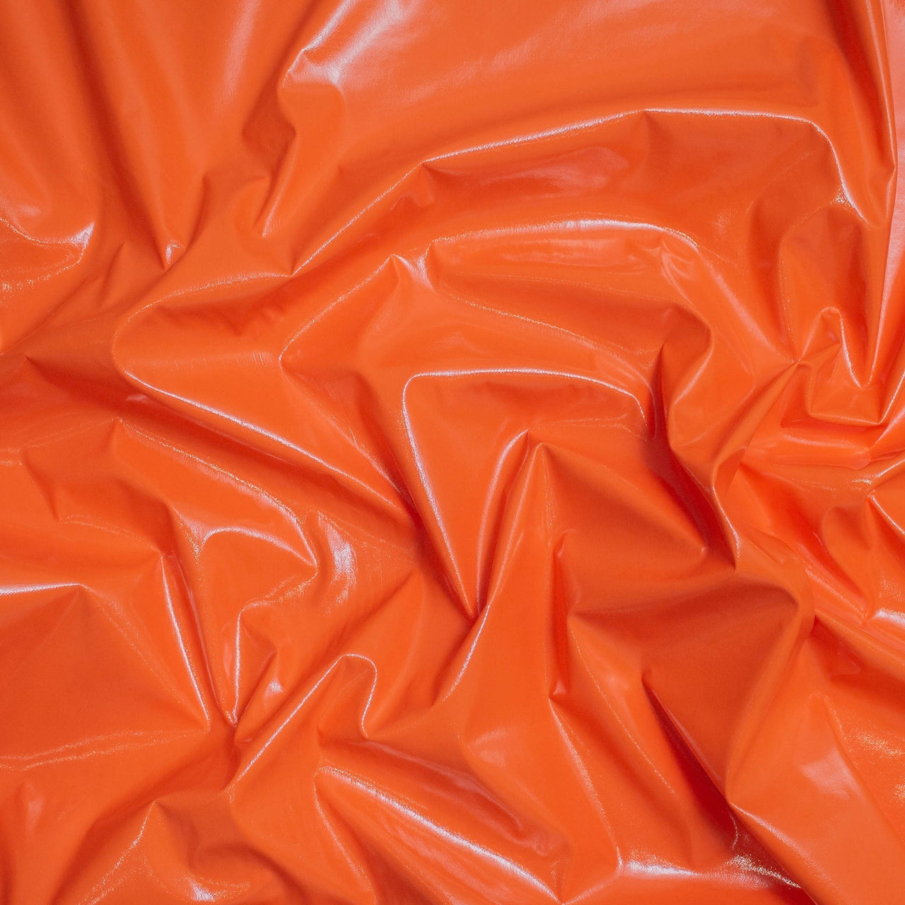 Orange PVC Shiny Stretch Fabric - 1 Way Natural Stretch - PU Coated