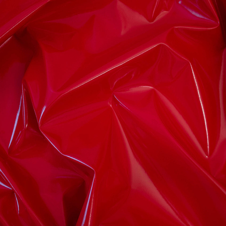 Pu Red Color Red PVC Shiny Stretch Fabric - 1 Way Natural Stretch - PU Coated