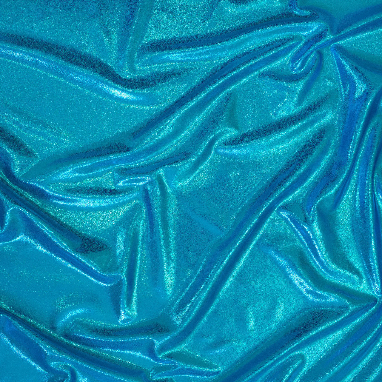 Turquoise - Two Tone Shine Mystique Lycra Fabric - 4 Way Stretch