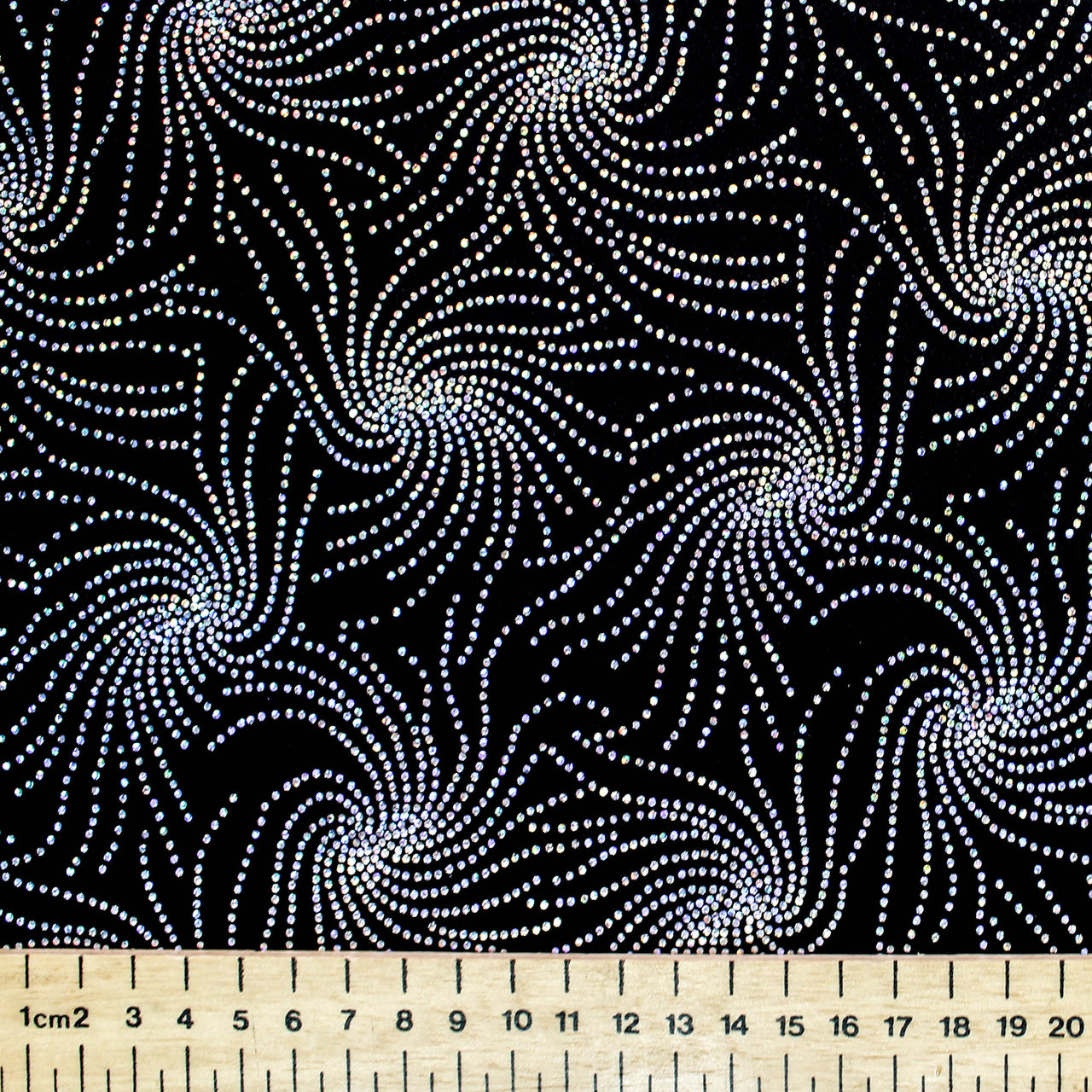 Noir - Starburst Firework Fabric Hologram Sequin all way (4 way) stretch pour justaucorps