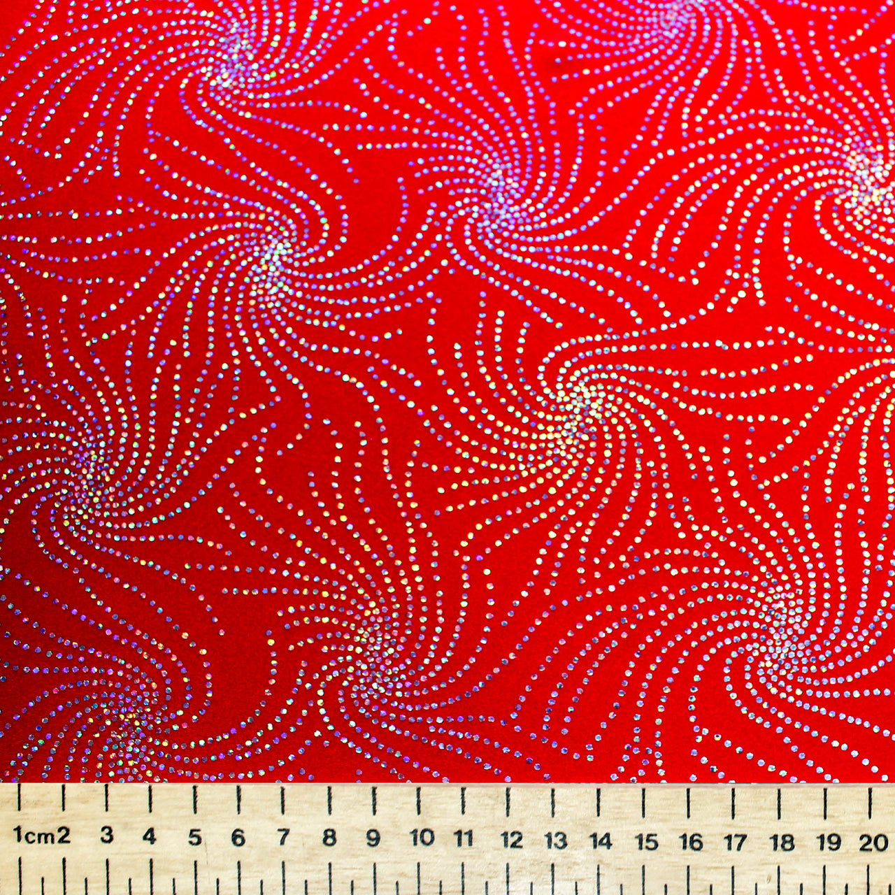 Rouge - Starburst Firework Fabric Hologram Sequin all way (4 way) stretch pour justaucorps