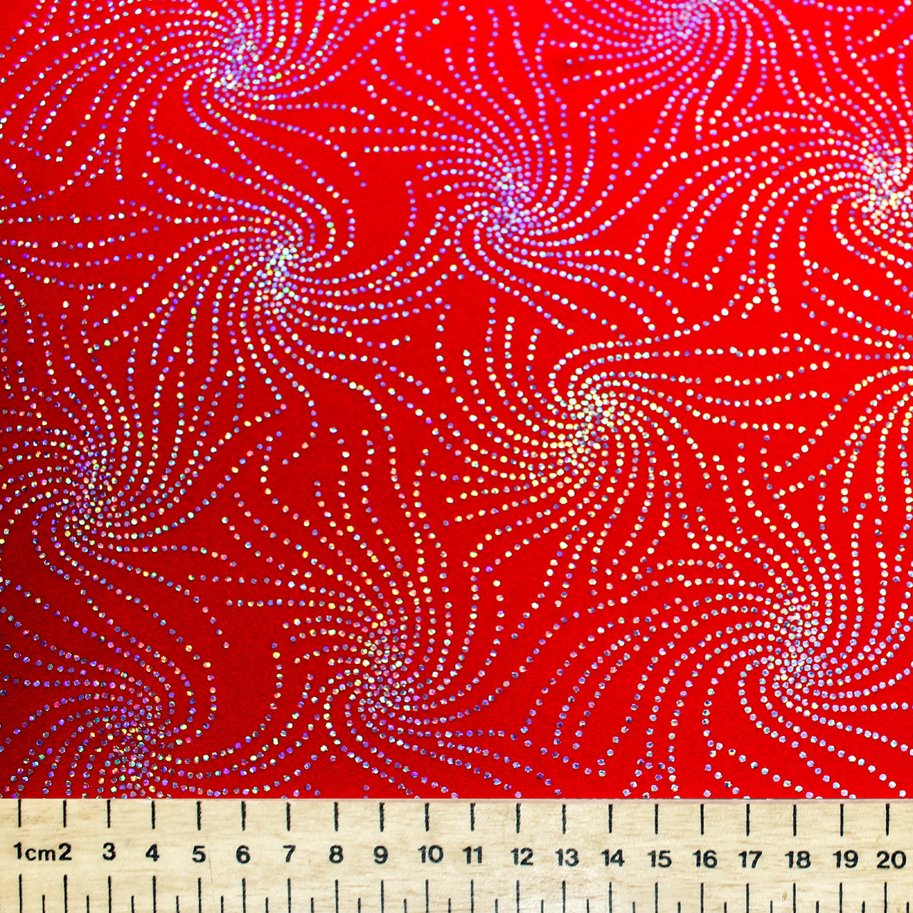 Red - Starburst Firework Fabric Hologram Sequin all way (4 way) stretch for leotards