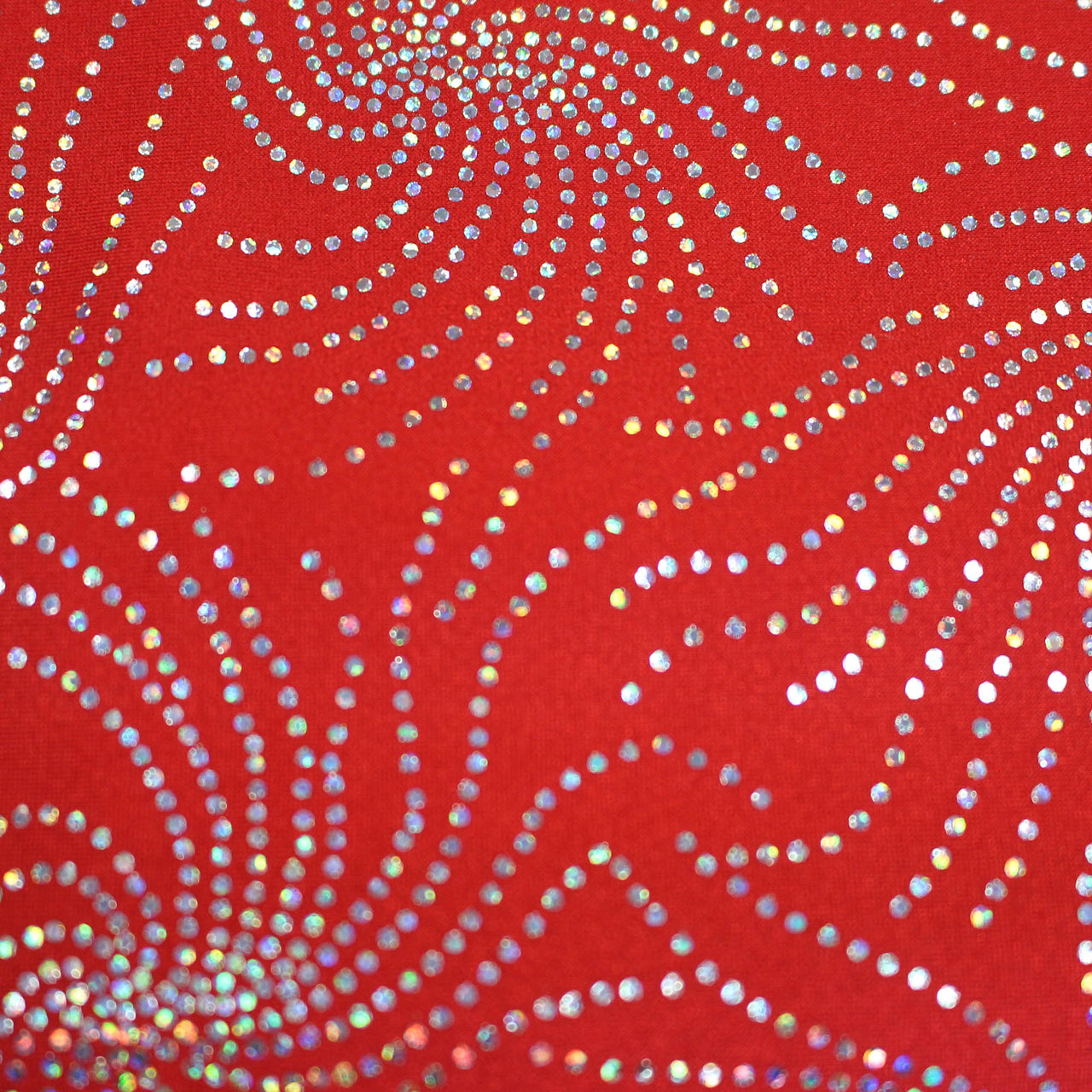 Red - Starburst Firework Fabric Hologram Sequin all way (4 way) stretch for leotards