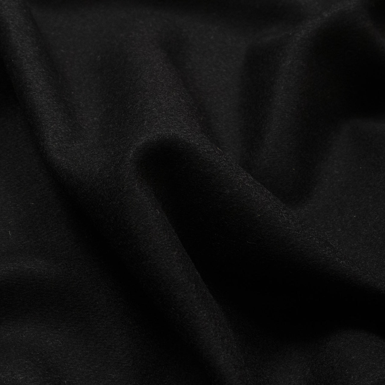 Black - Melton Wool Fabric -  Soft and Warm Fabric for Coats, Clothing and Blankets