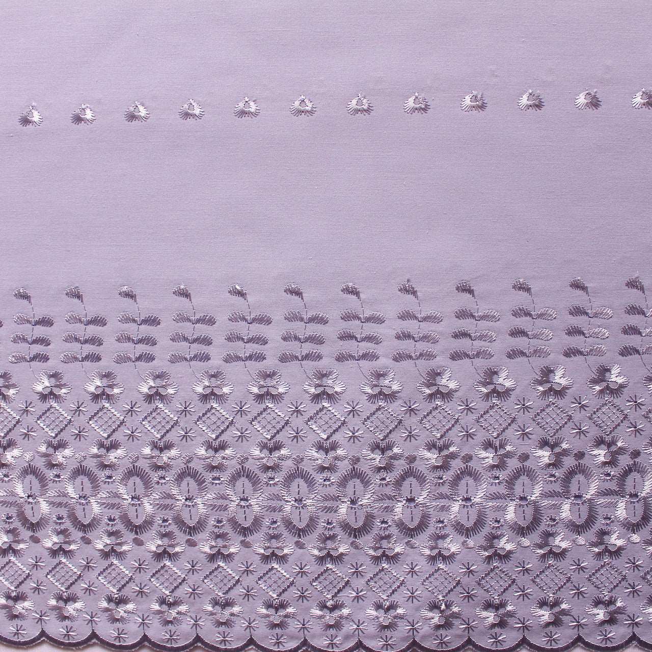 Lilac - Double Border Scalloped Edge Poly Cotton Fabric