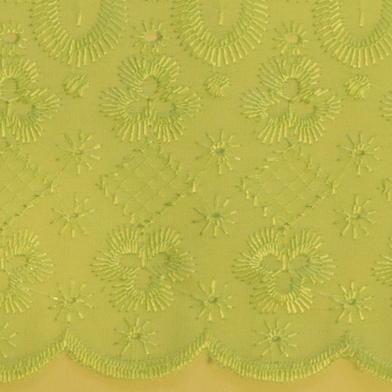 Mint - Double Border Scalloped Edge Poly Cotton Fabric