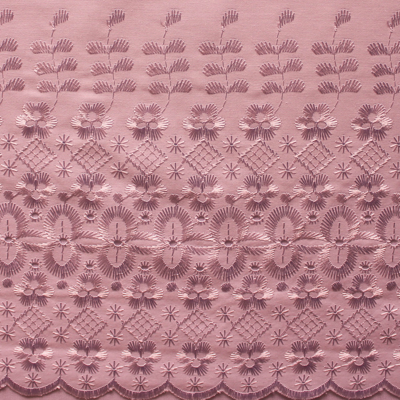 Baby Pink - Double Border Scalloped Edge Poly Cotton Fabric