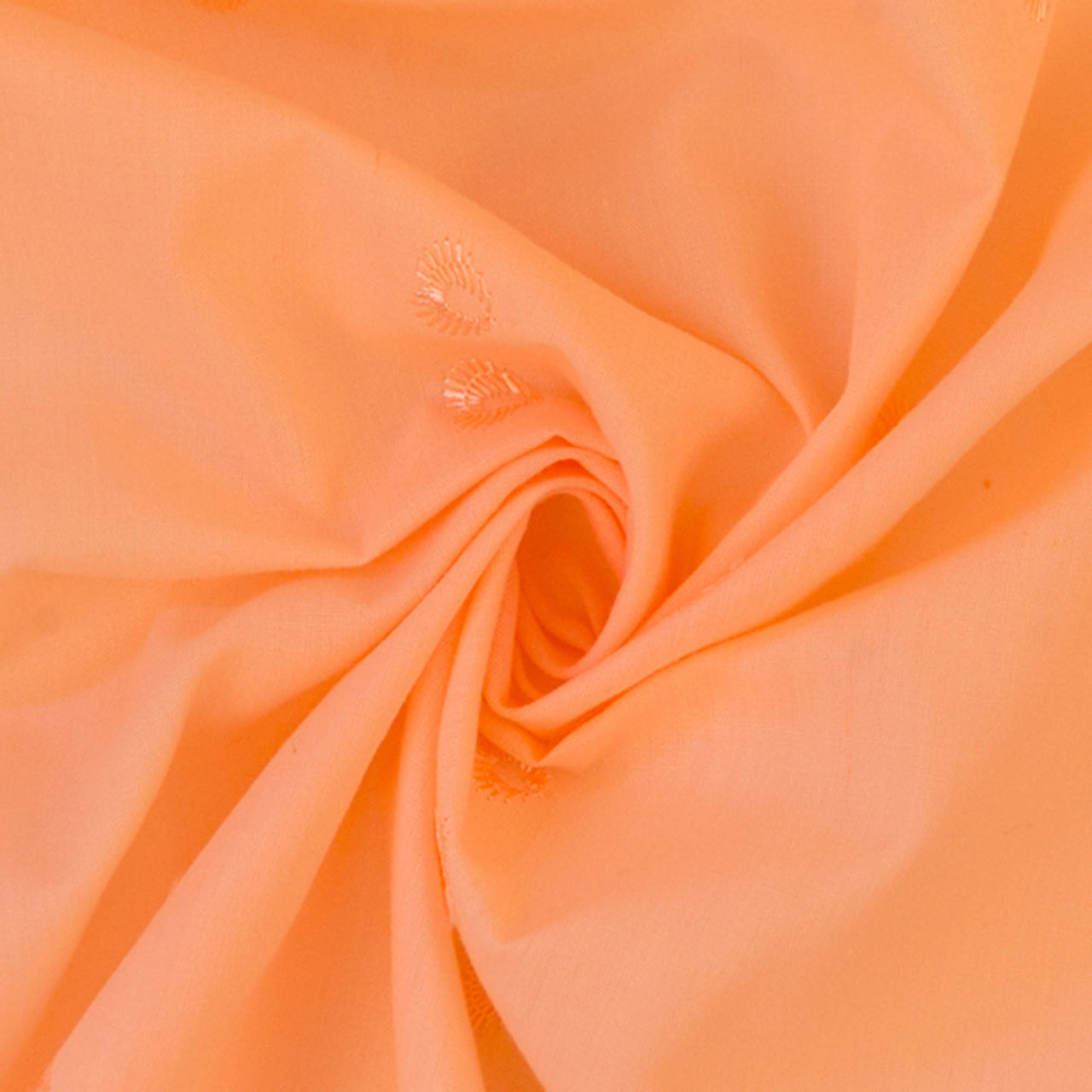 Peach - Double Border Scalloped Edge Poly Cotton Fabric