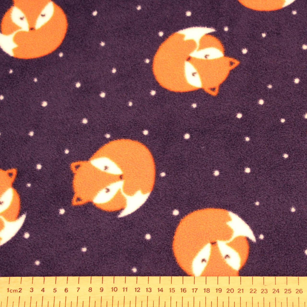 Navy - Anti-Pill Printed Polar Fleece Fabric - Fox Design