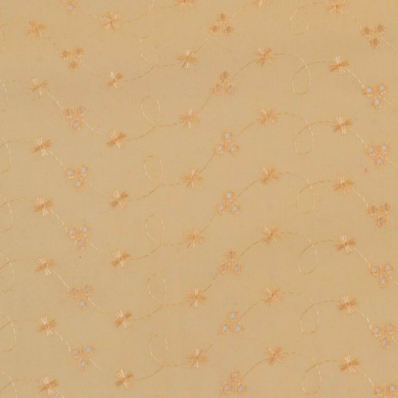 Peach - Broderie Anglaise - 3 Hole Embroidered Poly Cotton Fabric